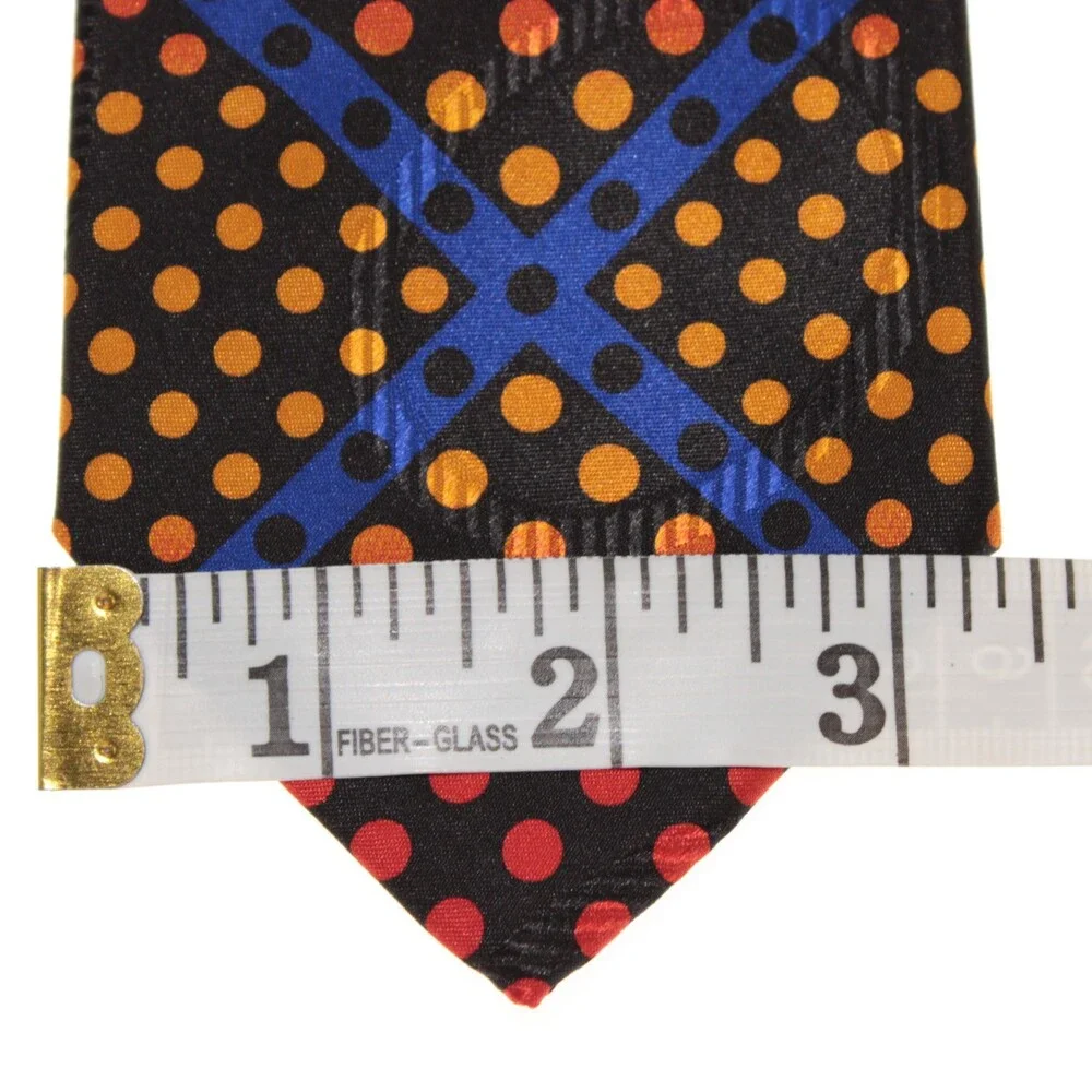 Italo Ferretti NWT Neck Tie in Black with Multicolor Polka Dots 100% Silk